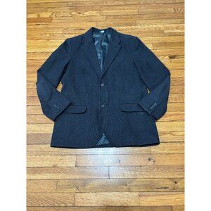 Gap Mens Blazer Jacket Sz L Black Gray Pinstriped Cotton 2 Button Sport Coat